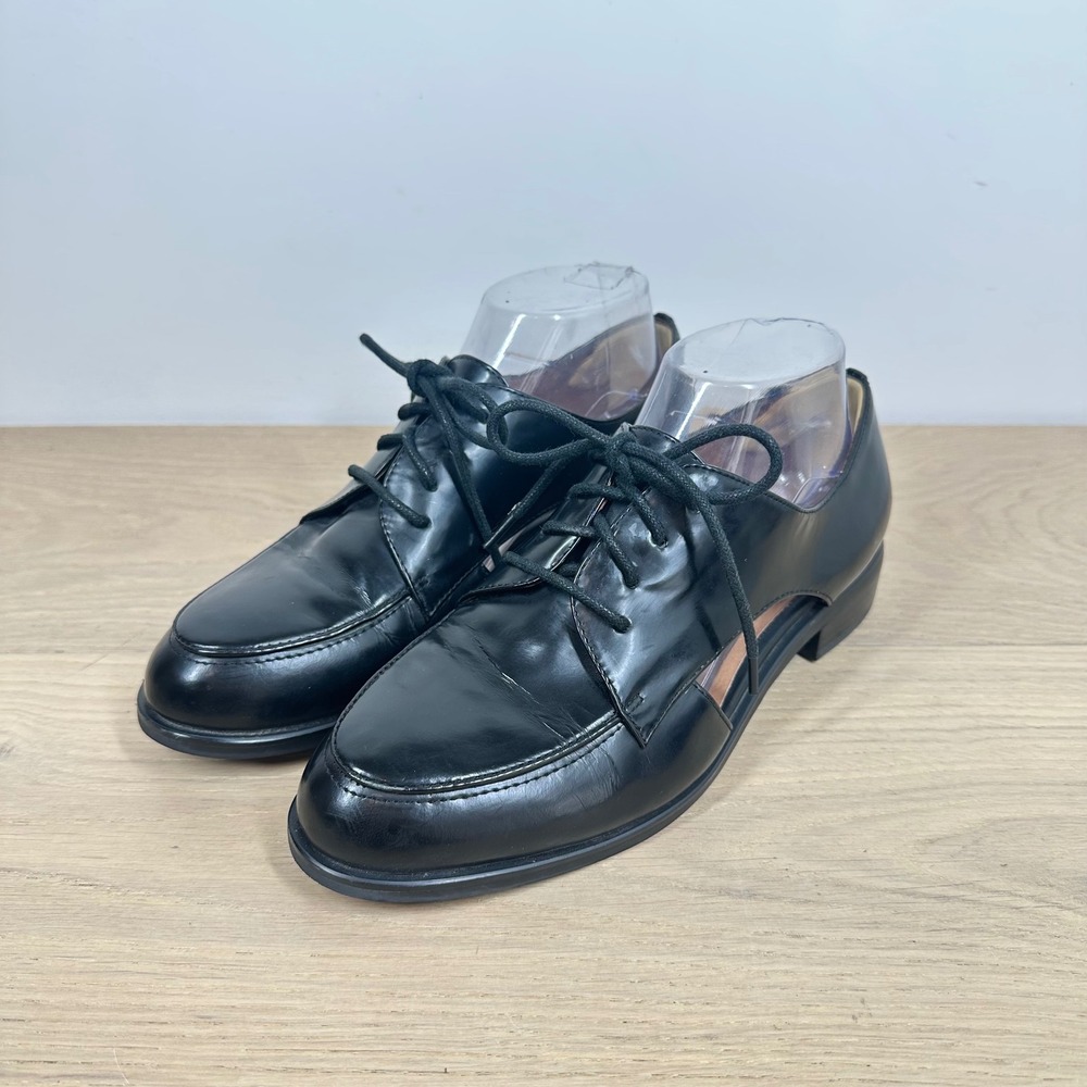 Jeffrey Campbell Great Moments Rossdale Oxfords Women 8 Black Leather Cutout